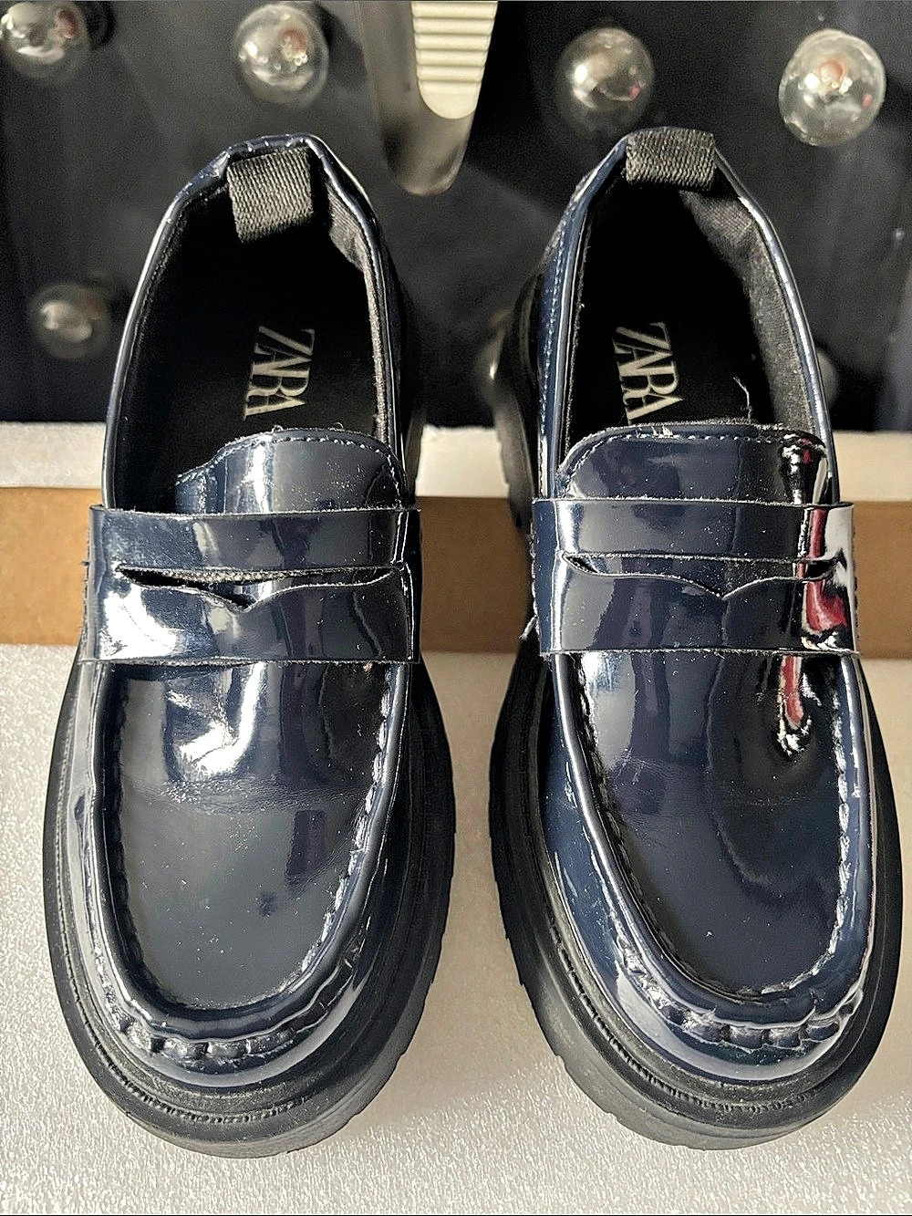 Zara Kids Patent Loafers in Blue Like New